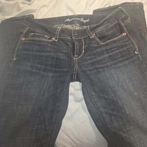 American Eagle Outfitters Women's Dark Indigo Skinny Jeans Size 4 Short